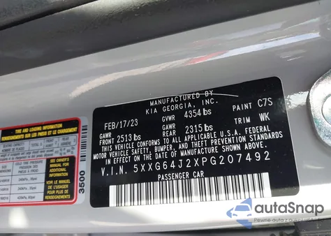 2023 Kia K5 Gt-Line from USA, damaged, VIN 5XXG64J2XPG207492